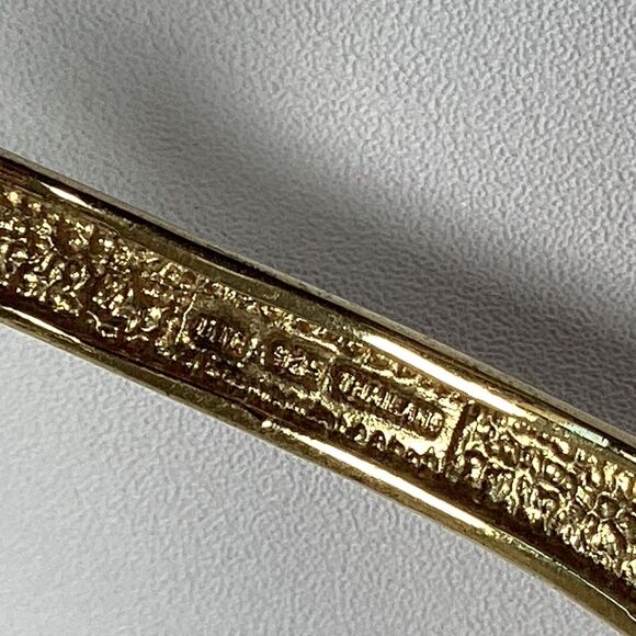 Bangle Bracelet Gold Over 925 Sterling Silver Triangle Cut CZ Hinged Thailand - Picture 8 of 9